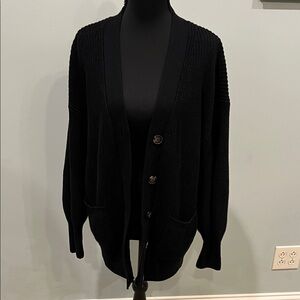 LOFT Black Button-Up Cardigan Sweater